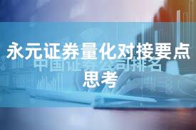 永元证券量化对接要点 思考